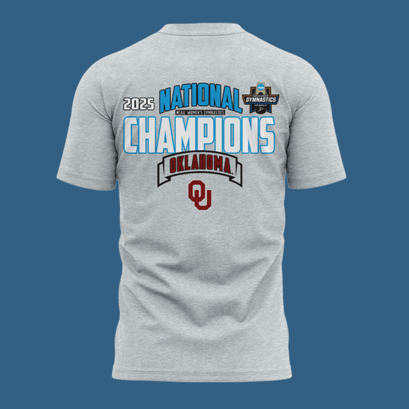 Oklahoma Women's Gym 2025 WOMEN'S GYMNASTICS NATIONAL CHAMPIONS T SHIRT - Image 3