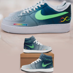 Limited Edition Minnesota Timberwolves Autism Acceptance Month Sneaker AJ 1 Shoes