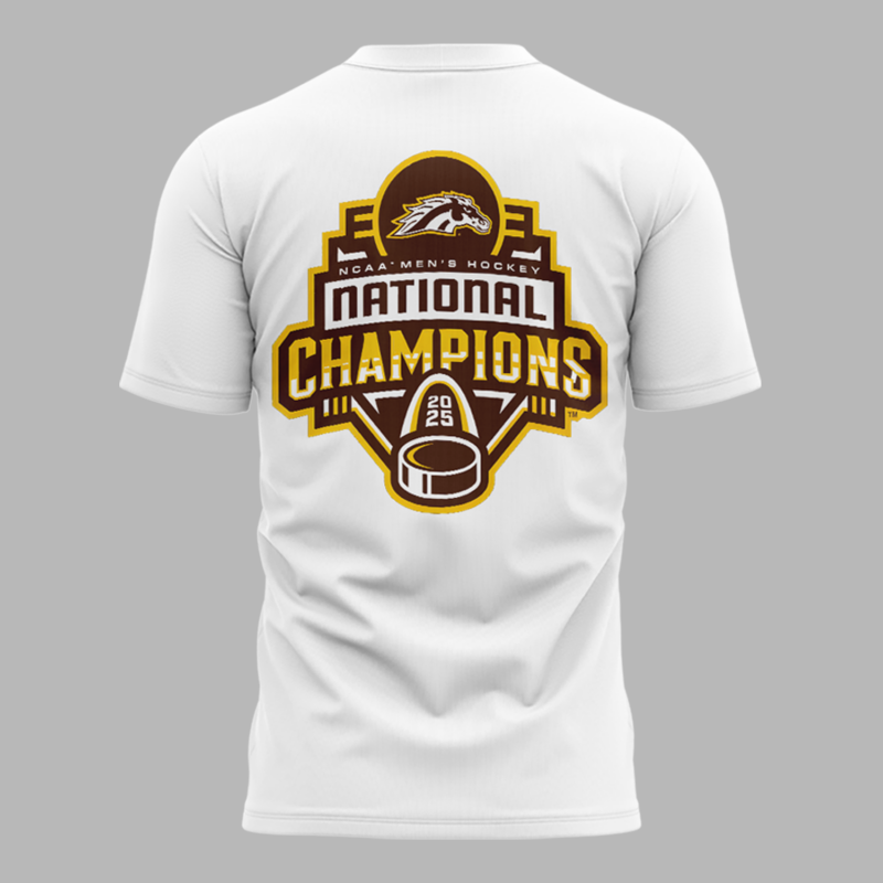 Western Michigan University Broncos Hockey Team 2025 National Champion T shirt - Image 3