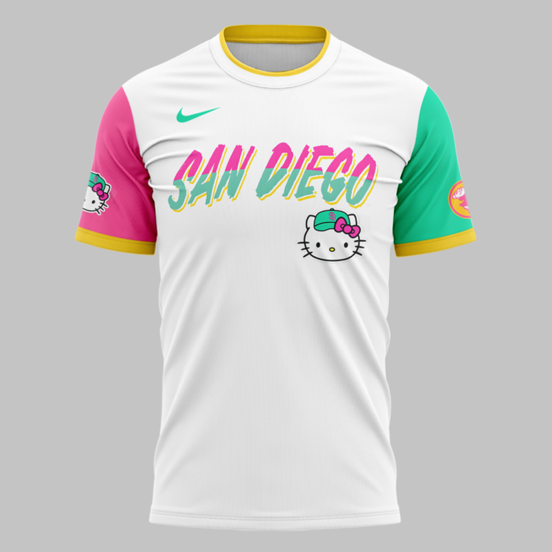 San Diego Padres x hello kitty limited edition 2025 T shirt - Image 2