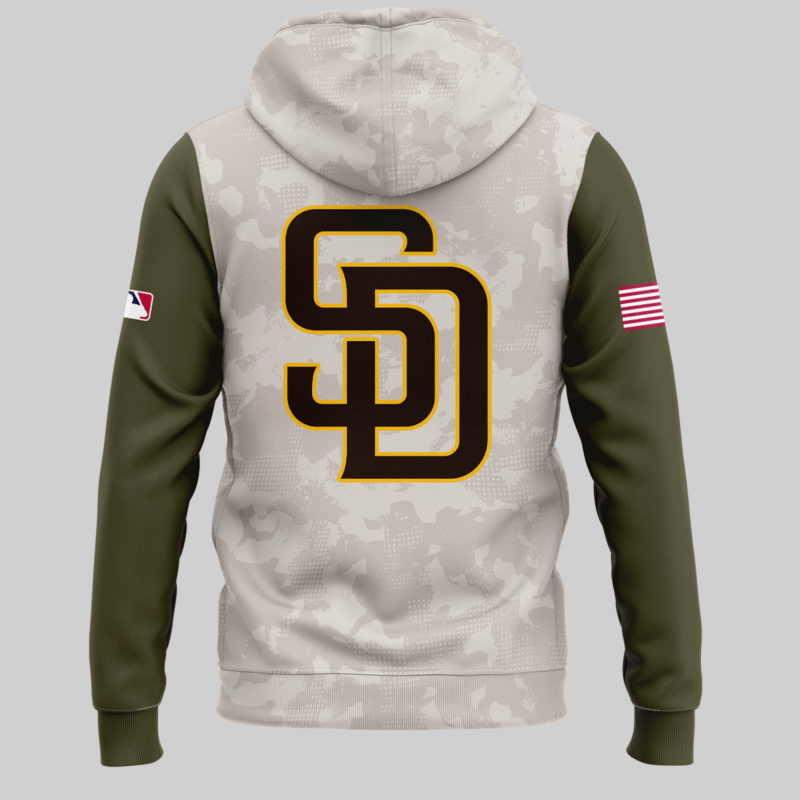 San Diego Padres 2025 MLB ARMED FORCES DAY  Hoodie - Image 3