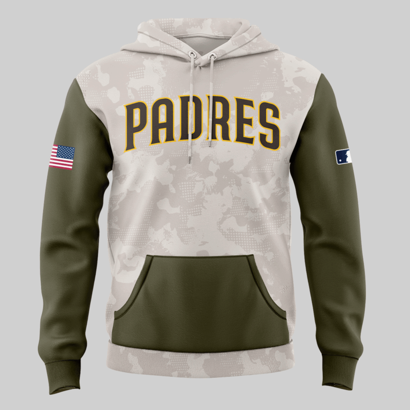 San Diego Padres 2025 MLB ARMED FORCES DAY  Hoodie - Image 2