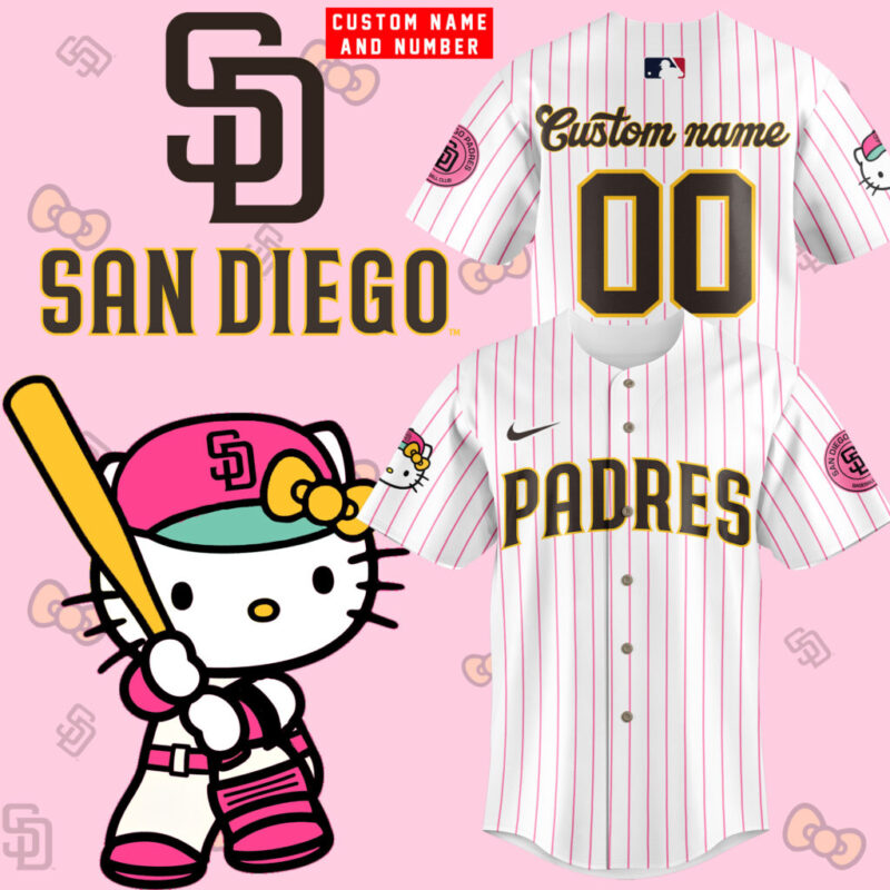 San Diego Padres x Hello Kitty Night 2025 Jersey Custom Name and Custom Number