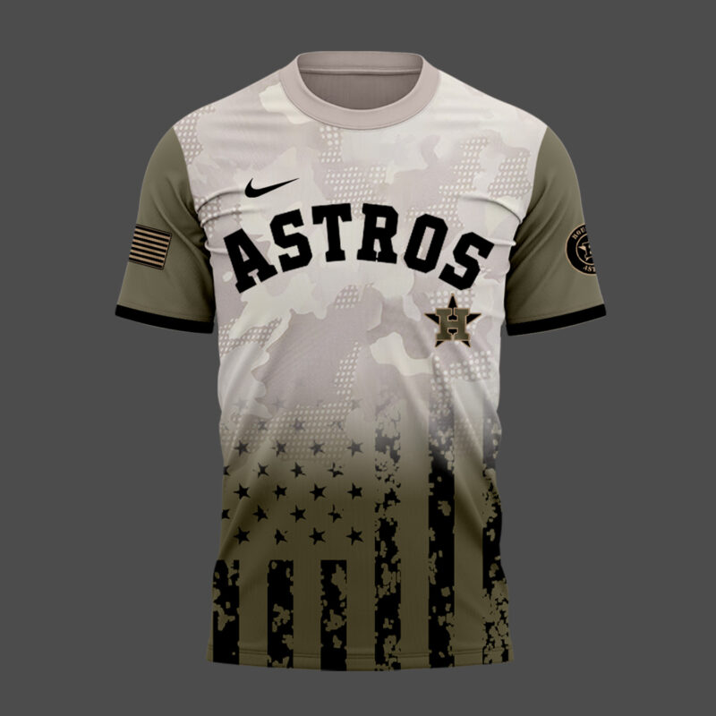 Limited Edition Houston Astros Armed Forces Day Tshirt 2025 - Image 2