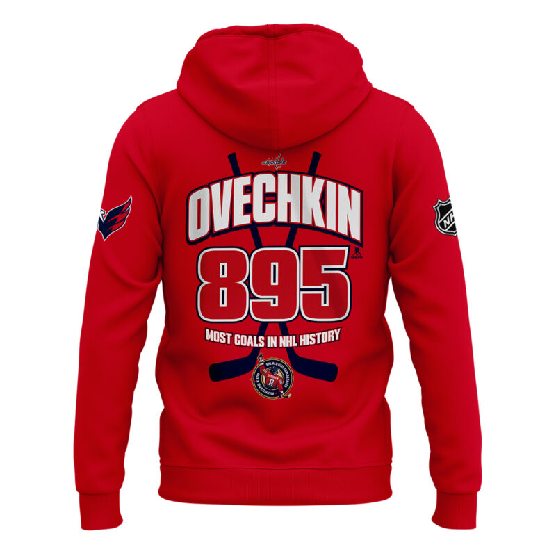New Alexander Ovechkin Washington Capitals NHL All-Time Leading Goal Scorer Cross Sticks Hoodie Red2 2025. - Image 3
