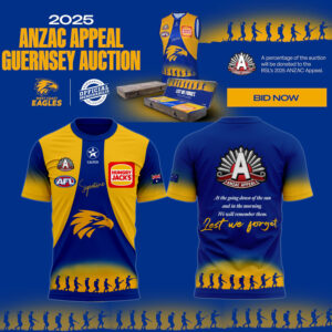 West Coast Eagles honour ANZACs 2025  TSHIRT