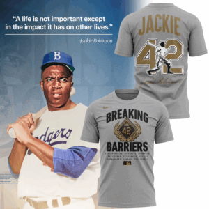 New MLB Commemorating the historic career of Jackie Robinson T-shirt.