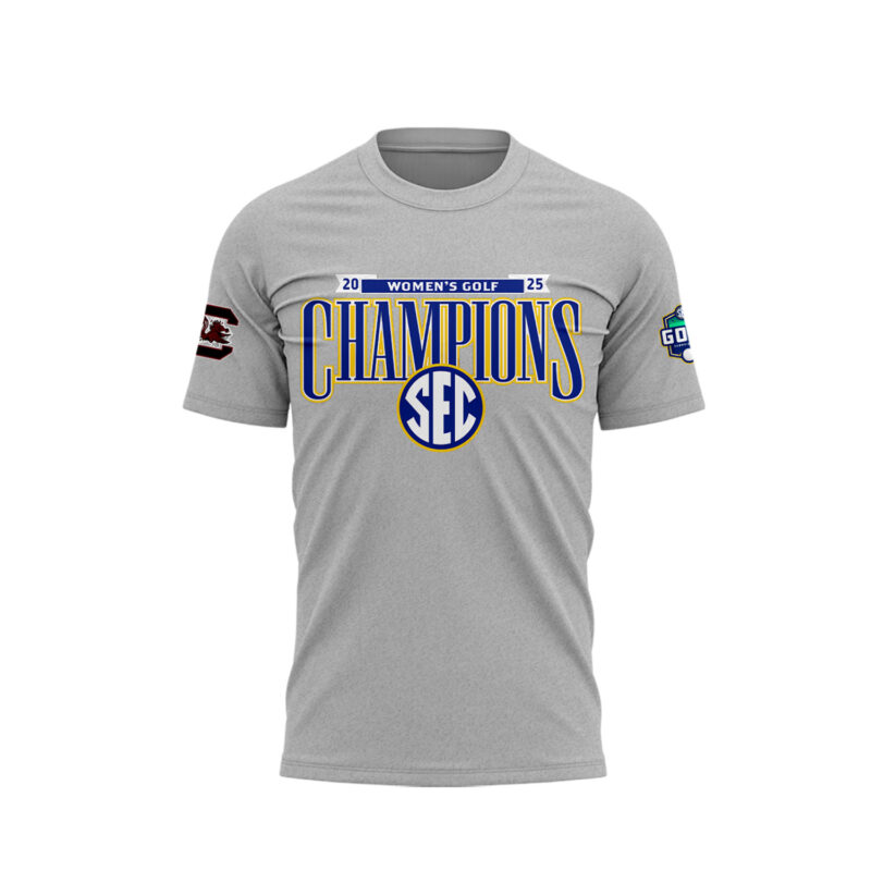 .South Carolina Gamecocks 2025 SEC Women’s Golf Champions TSHIRT - Image 2