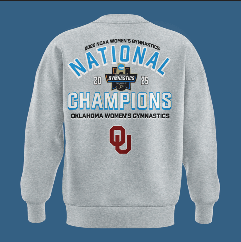 Oklahoma Women's Gym 2025 WOMEN'S GYMNASTICS NATIONAL CHAMPIONS  SWEATSHIRT - Image 3