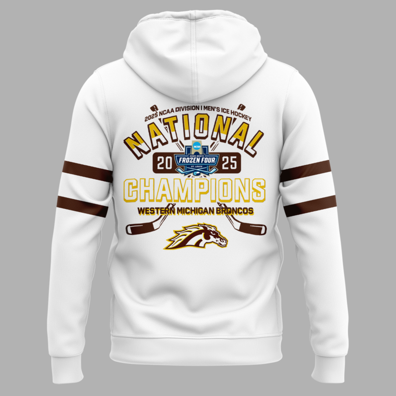 Western Michigan University Broncos Hockey Team 2025 National Champion Hoodie - Image 3