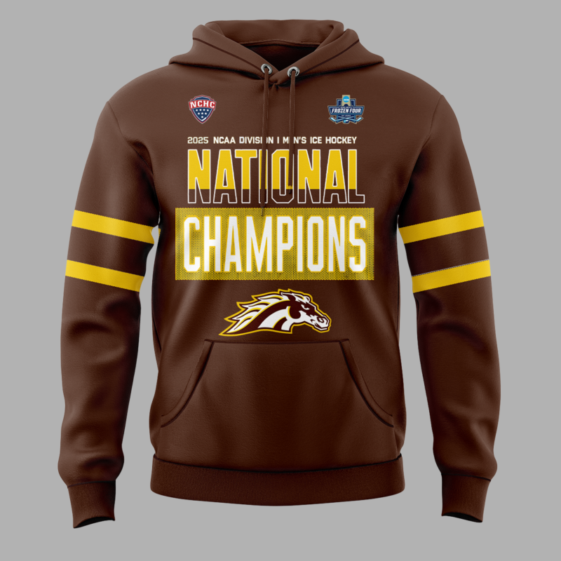 Western Michigan University Broncos Hockey Team 2025 National Champion Hoodie - Image 2