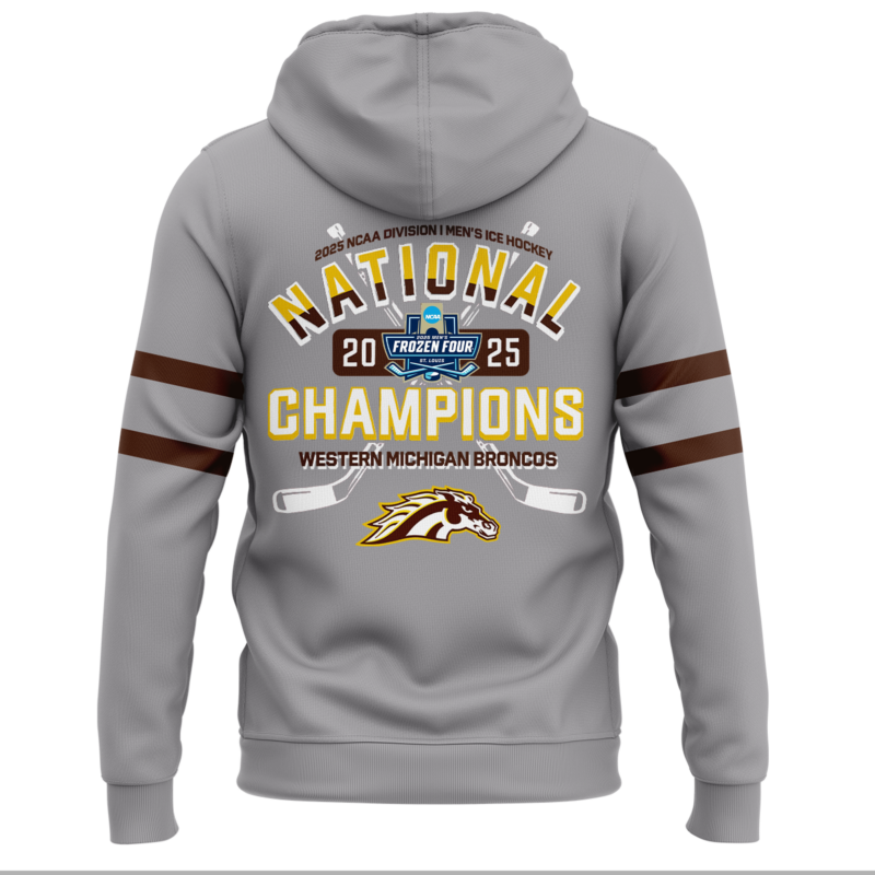 Western Michigan University Broncos Hockey Team 2025 National Champion Hoodie - Image 3
