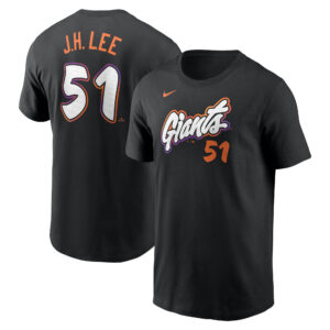 Men's San Francisco Giants Jung Hoo Lee Nike Anthracite 2025 City Connect Fuse Name & Number T-Shirt.