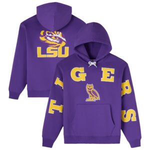 Men's Purple OVO x LSU Tigers Time To Shine Pullover Hoodie