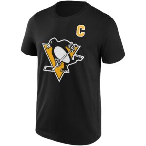 Pittsburgh Penguins Iconic Name & Number Graphic T-Shirt - Black - Sidney Crosby 87 - Mens