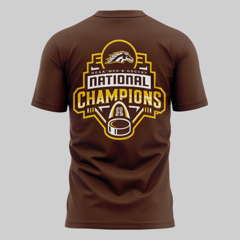 Western Michigan University Broncos Hockey Team 2025 National Champion T shirt - Image 3