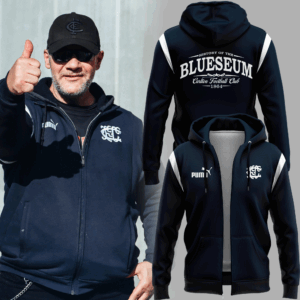 .. Carlton Blues AFL Guernsey History Limited Edition Zip Hoodie 2025