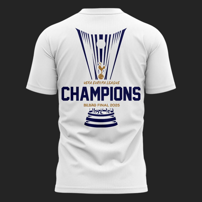 Tottenham Hotspur Europa League 2025 Winners White T-Shirt - Image 3
