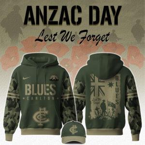 . Carlton Blues AFL x Anzac Day Limited Edition Hoodie 2025